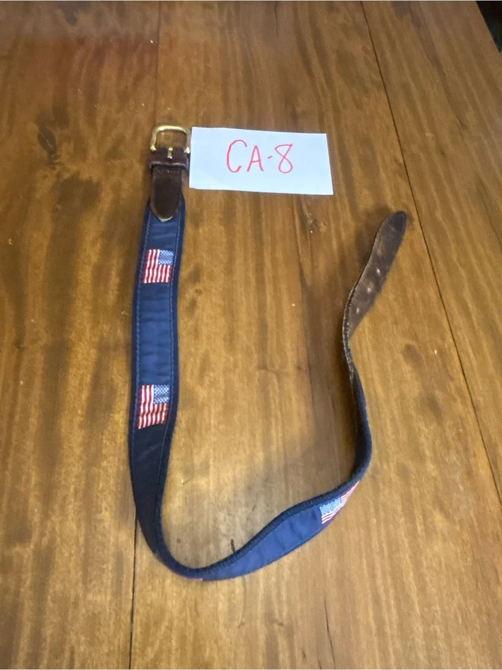 Vineyard Vines Navy Belt with Embroidered American Flags